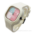 Square Silicone Quartz Watch Kids Colorful Jelly